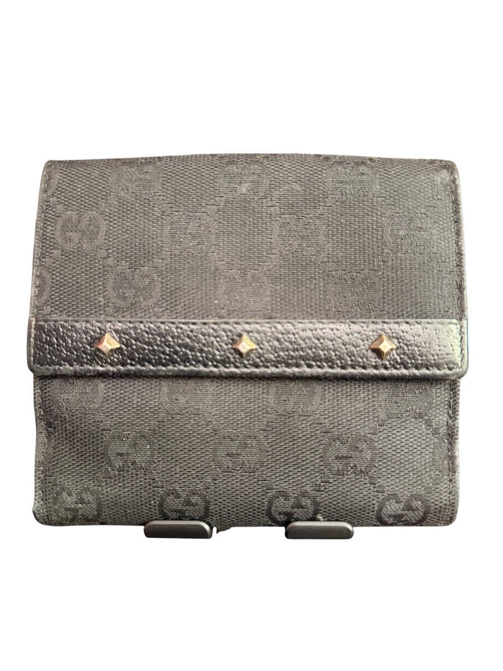 Gucci Black Monogram Canvas Snap Wallet